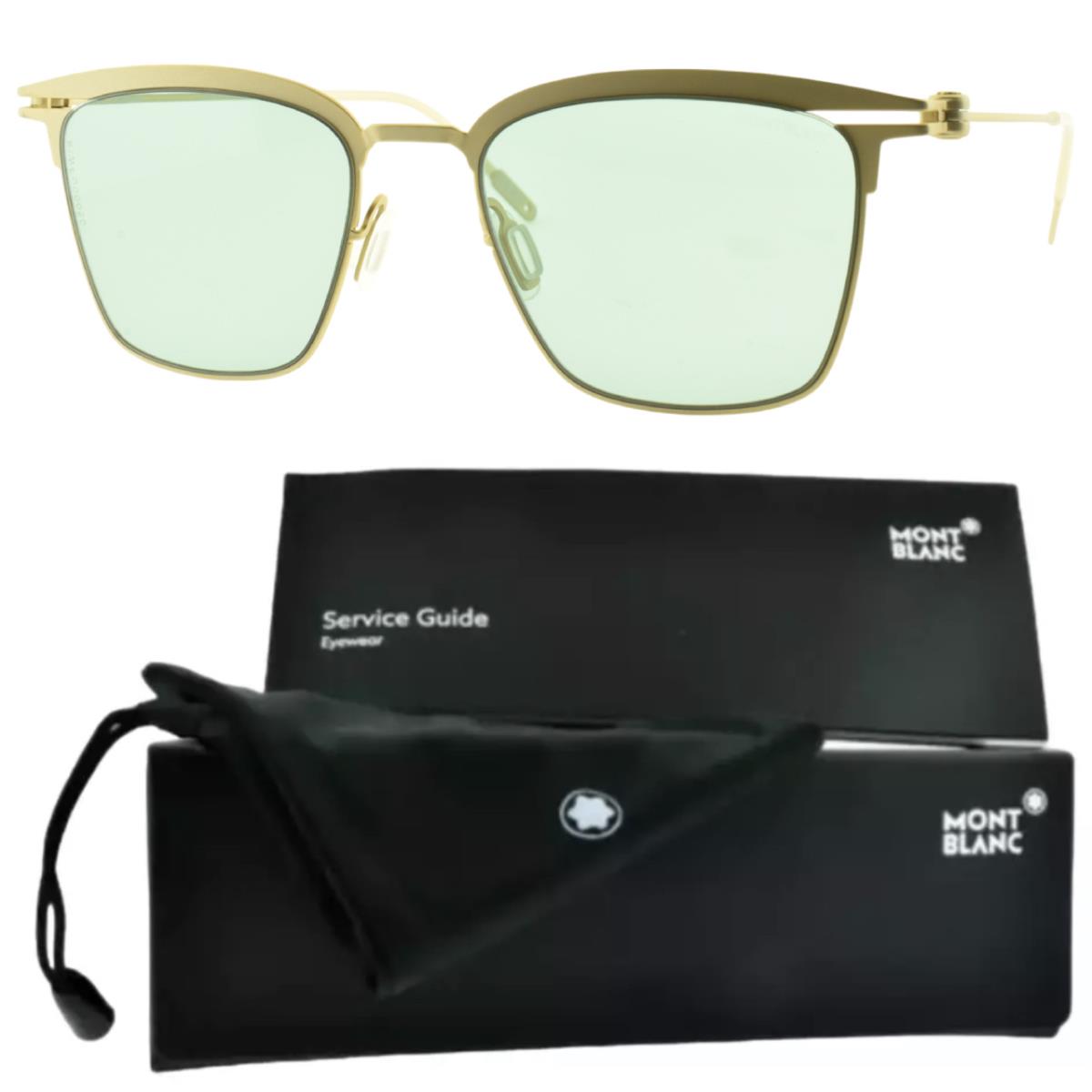 Montblanc MB0800S 002 Gold Square Full Rim Mens Sunglasses