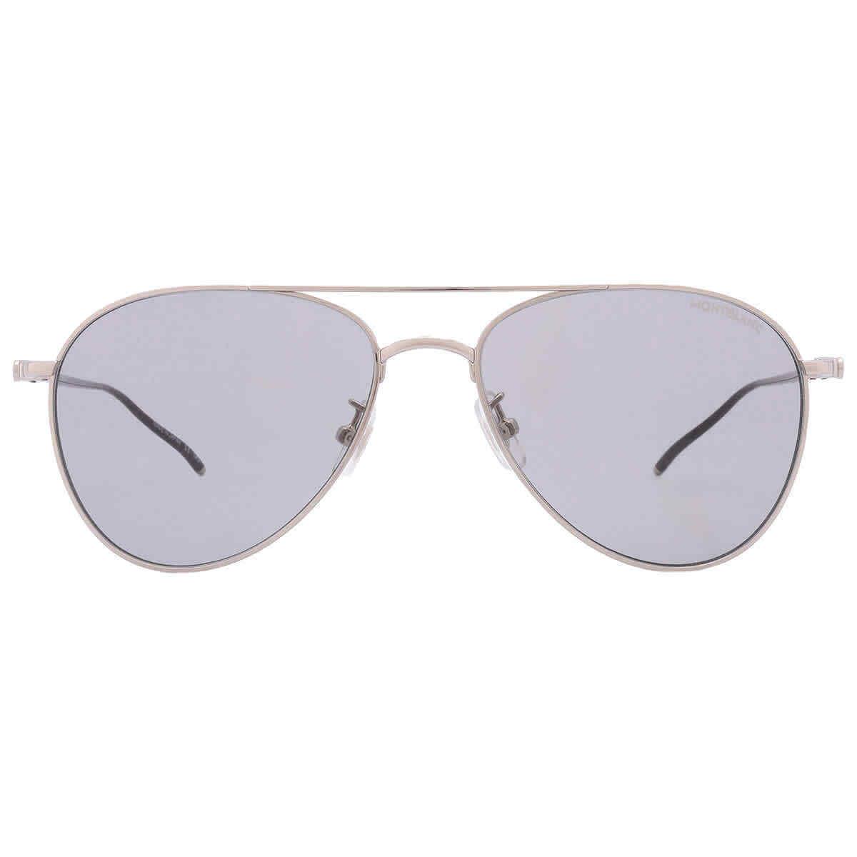 Montblanc Grey Pilot Men`s Sunglasses MB0128S-002 58 MB0128S-002 58