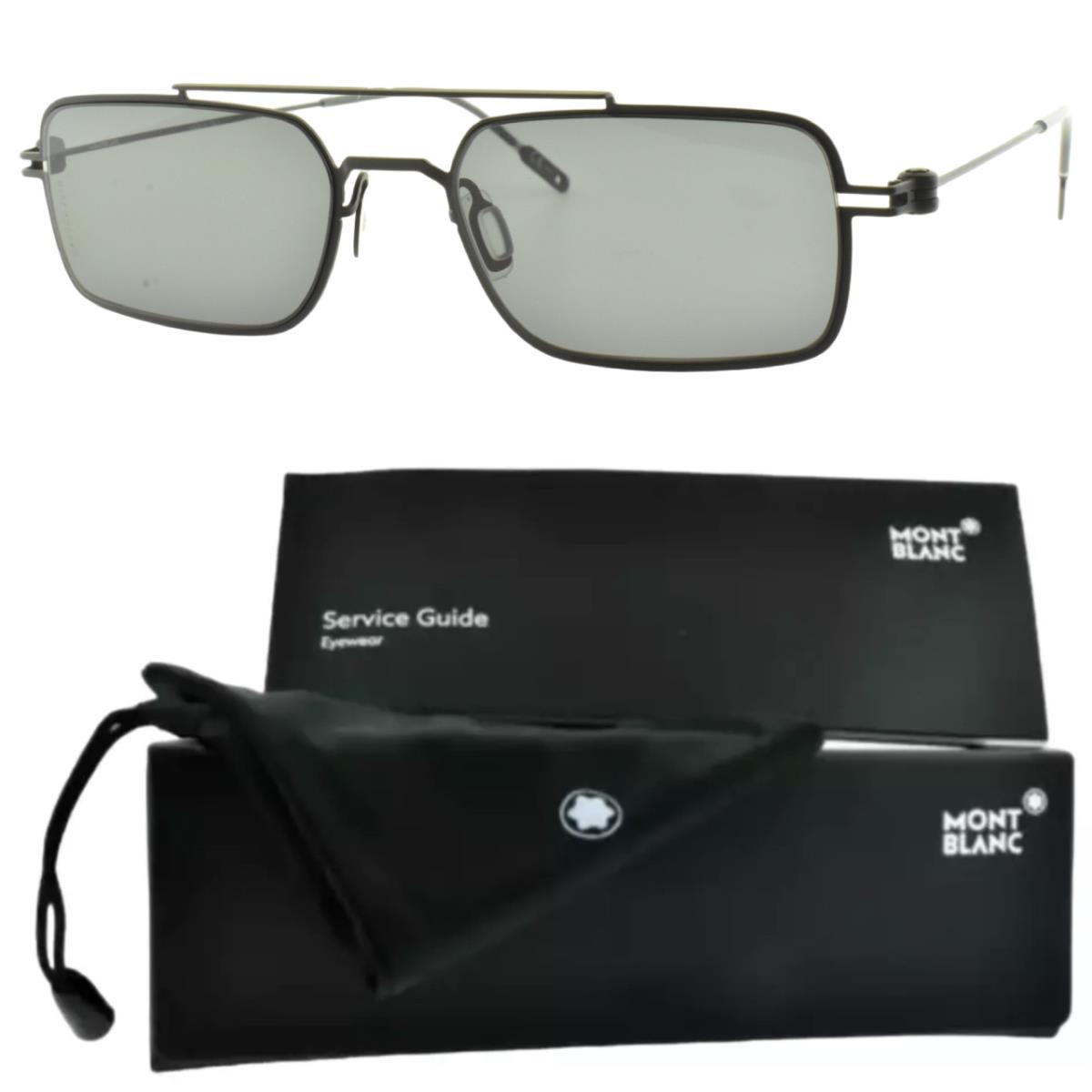 Montblanc MB0051S 001 Black Rectangle Full Rim Mens Sunglasses