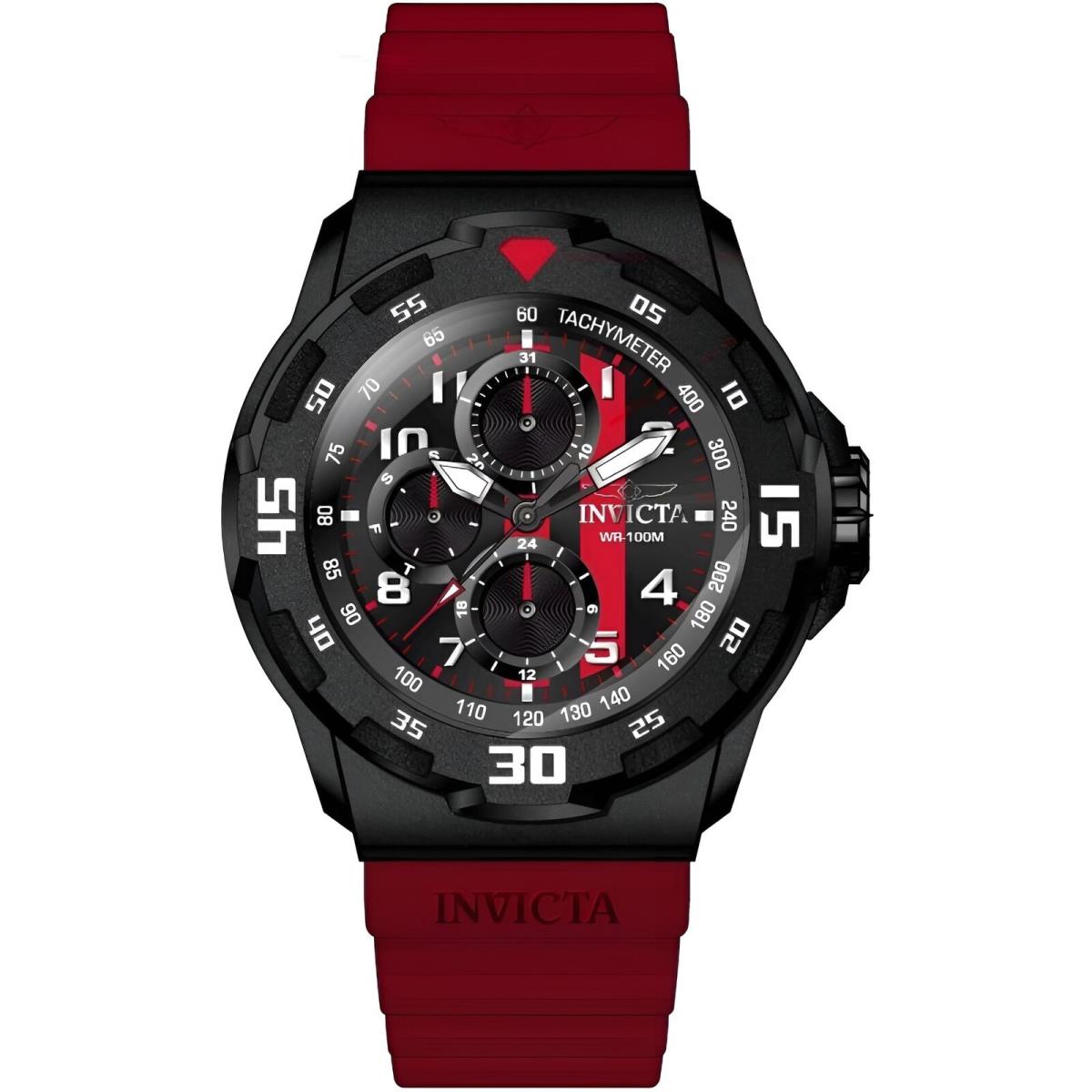 Invicta Men`s Watch Coalition Forces Chronograph Red Silicone Rubber Strap 46401 - Dial: Red, Black, Band: Red