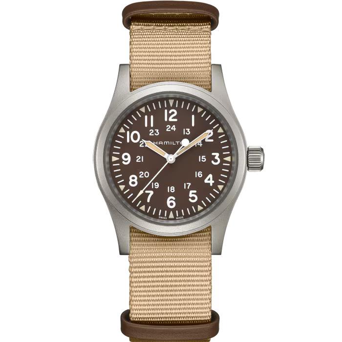 Hamilton Men`s Mechanical Khaki Field Brown Dial Textile Strap Watch H69439901 - Dial: Brown, Band: Brown