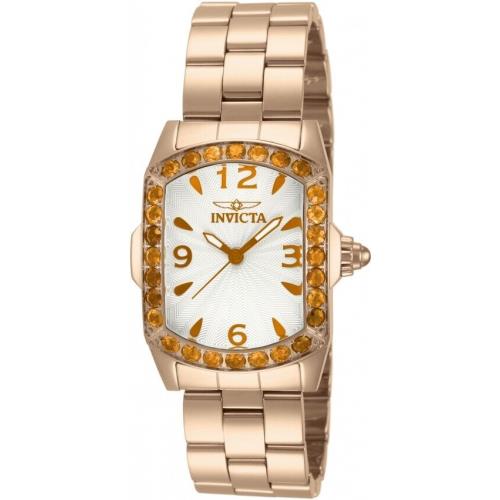 Invicta 14137 Women`s Lupah Exotic Gemstone Limited Edition Bracelet Watch - Dial: Silver, Band: Gold, Bezel: Gold