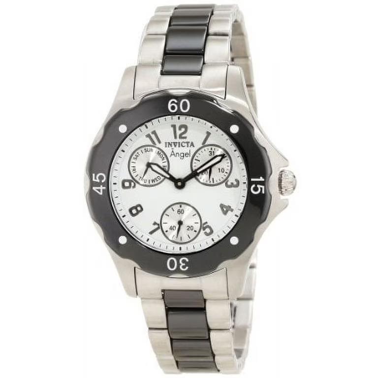 Invicta 1654 Women`s Watch Bracelet Watch Angel Ceramic Stainless Steel - Dial: White, Bezel: Black