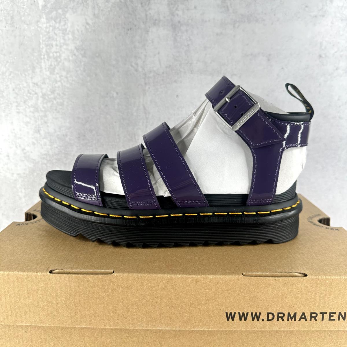 Dr Martens Blaire Blackcurrant Women`s 7 Shoes Purple Patent Leather Sandals