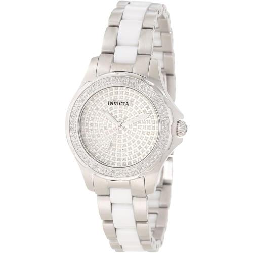 Invicta 1782 Women`s Diamond Dial Stainless Steel Ceramic Band Watch