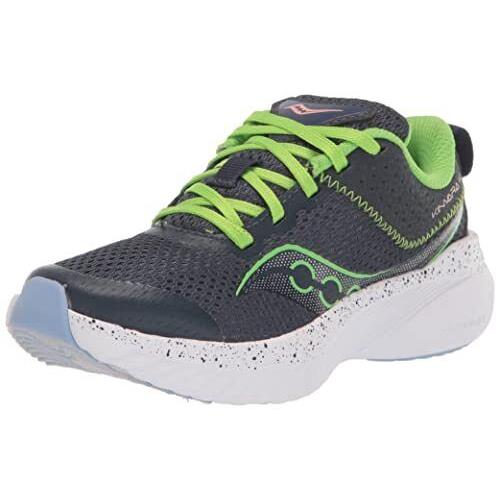 Saucony Kinvara 14 Lace to Toe Sneaker Navy/green 3 US Unisex Big Kid - Navy/Green