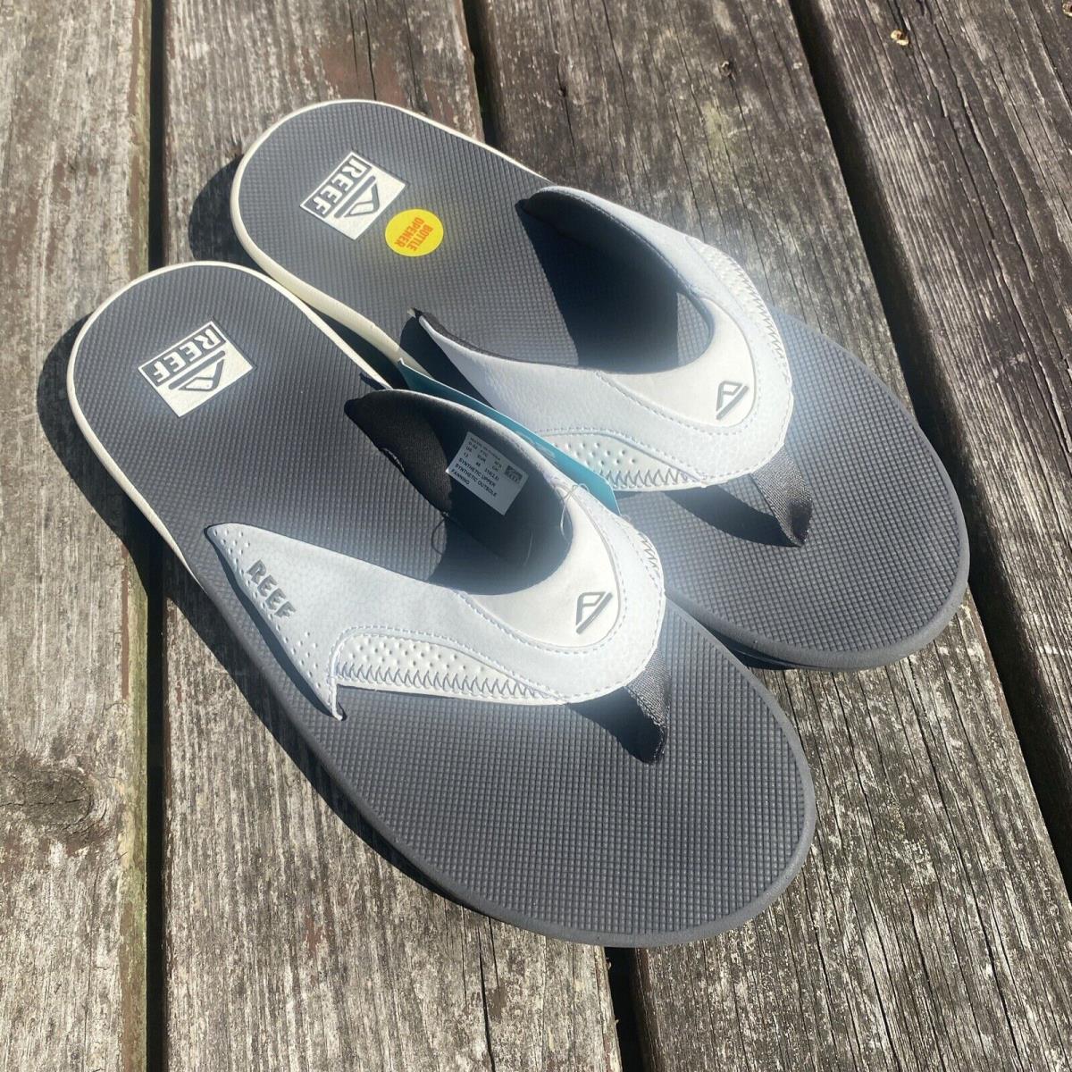 Reef Fanning Bottle Opener Flip Flops White Mens Size 13 Beach Sandals New/tags