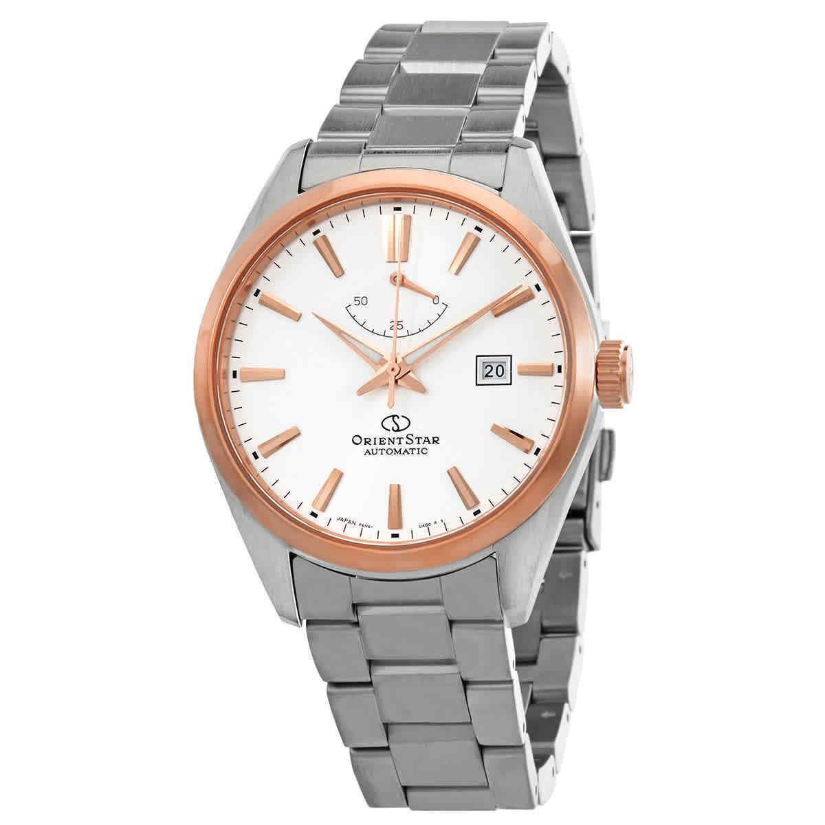 Orient Star Automatic White Dial Basic Date Men`s Watch RE-AU0401S - Dial: White, Band: Silver-tone, Bezel: Silver-tone