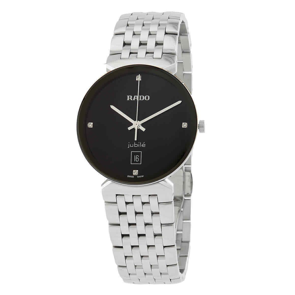 Rado Florence Quartz Diamond Black Dial Ladies Watch R48912713 - Dial: Black, Band: Silver-tone