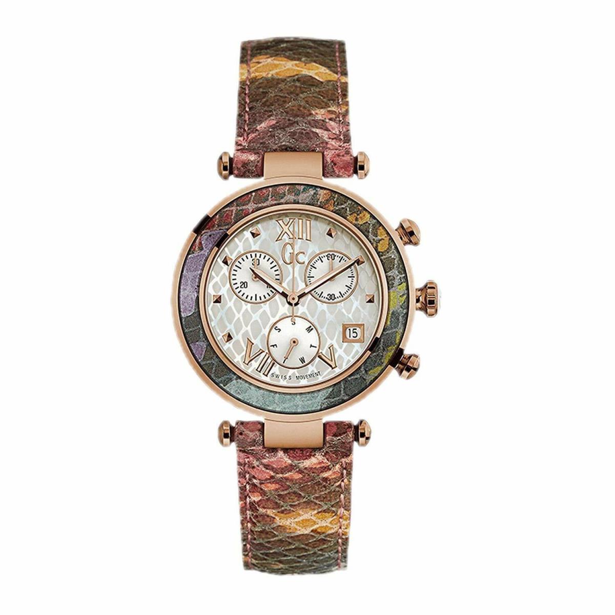 Guess Collection Women`s Chronograph Watch with Pink Snakeskin Pattern Strap