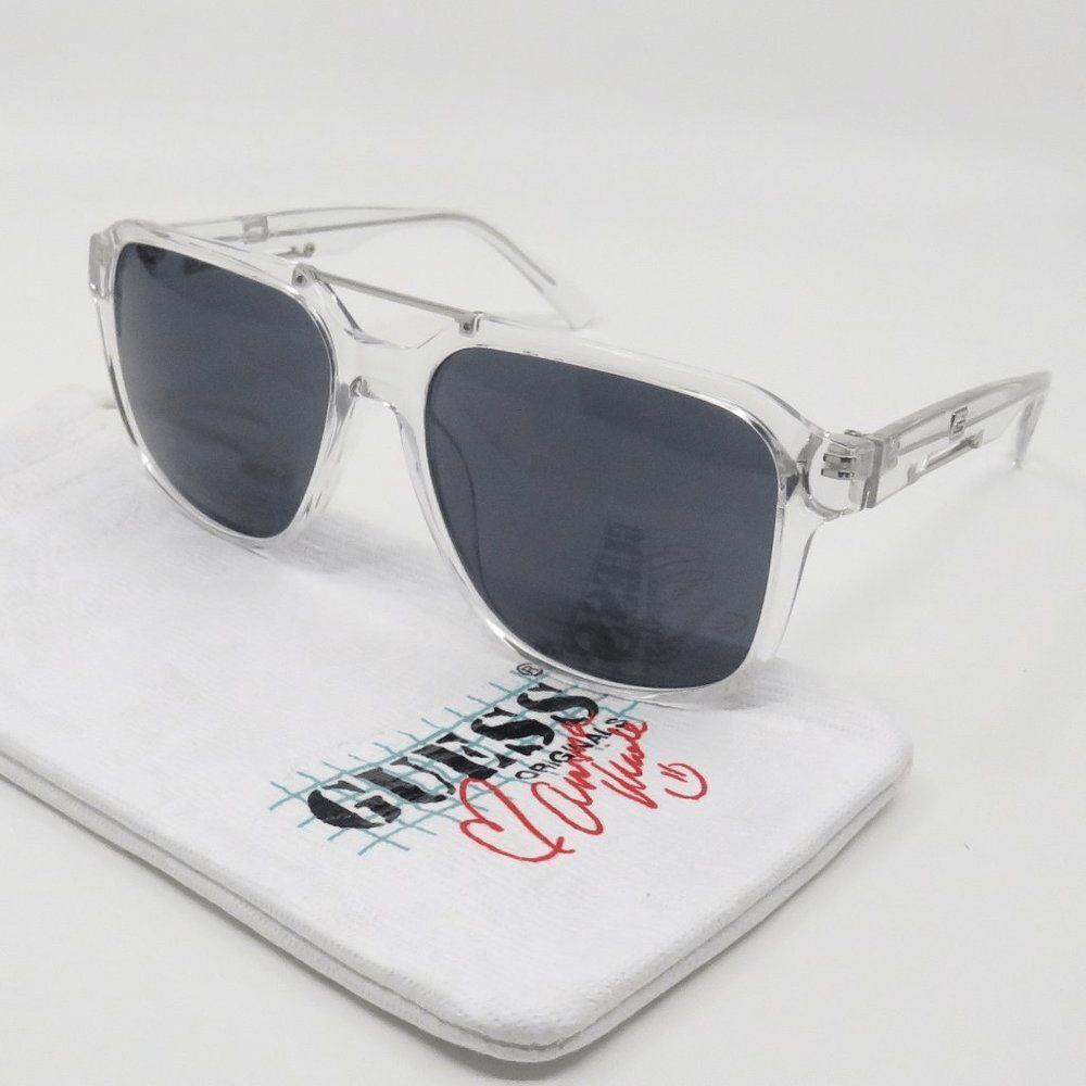 Guess GF5078/S 26X Crystal/solid Grey Pilot Men`s Sunglasses