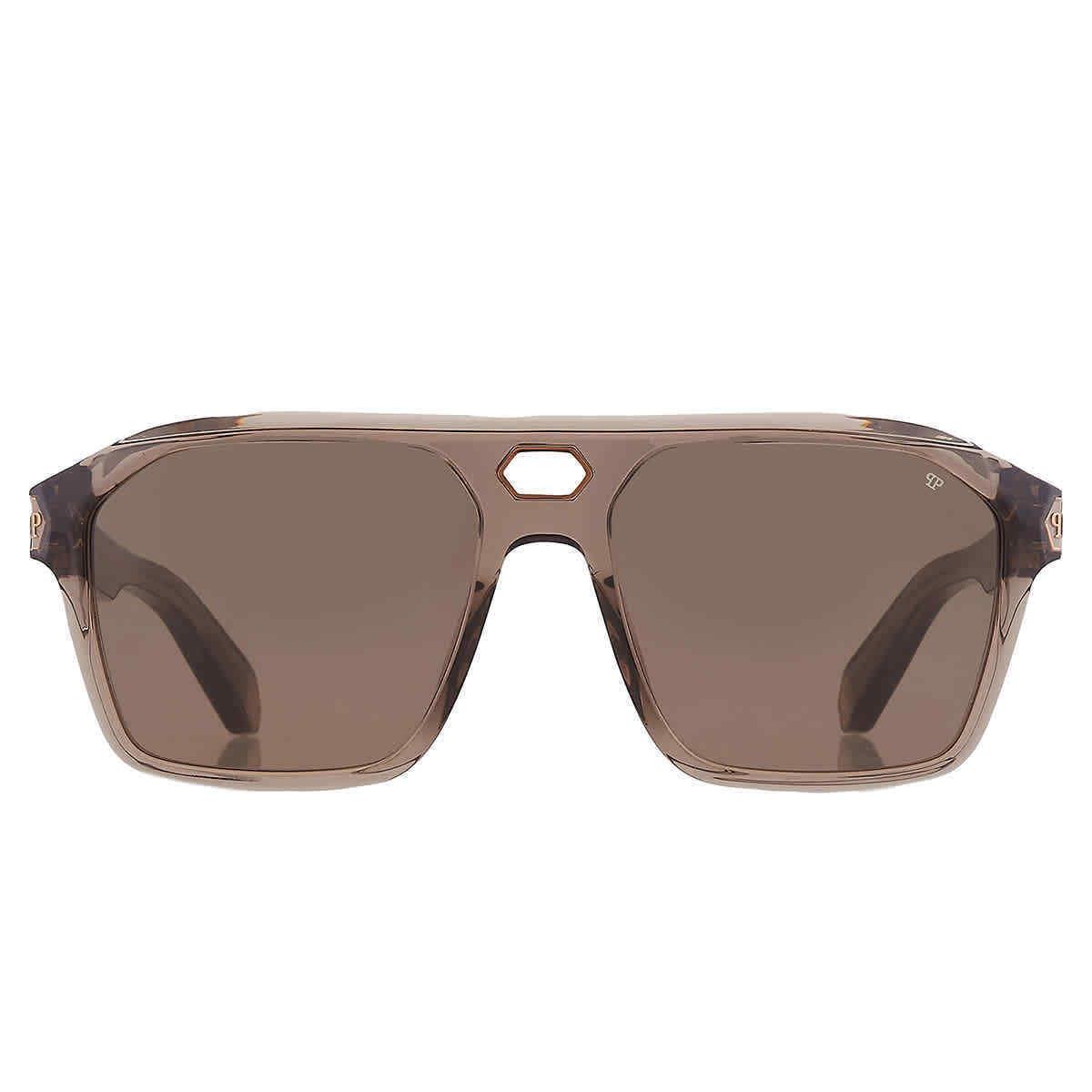 Philipp Plein Brown Navigator Men`s Sunglasses SPP072M 09X8 57 SPP072M 09X8 57 - Frame: Multi, Lens: Brown