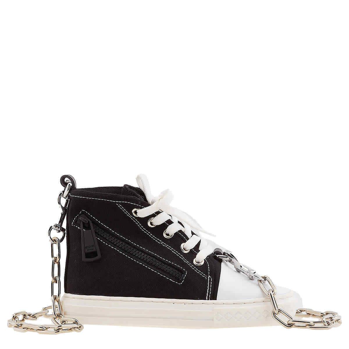 Moschino Fantasy Print Black Men`s Sneaker-shape Chain-linked Shoulder Bag