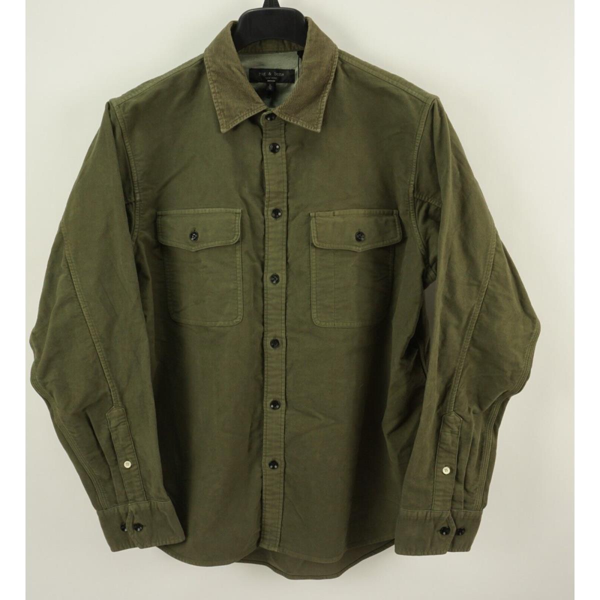 Rag Bone Engineered Moleskin Jack Shirt Men`s XL Green Shirt Jacket