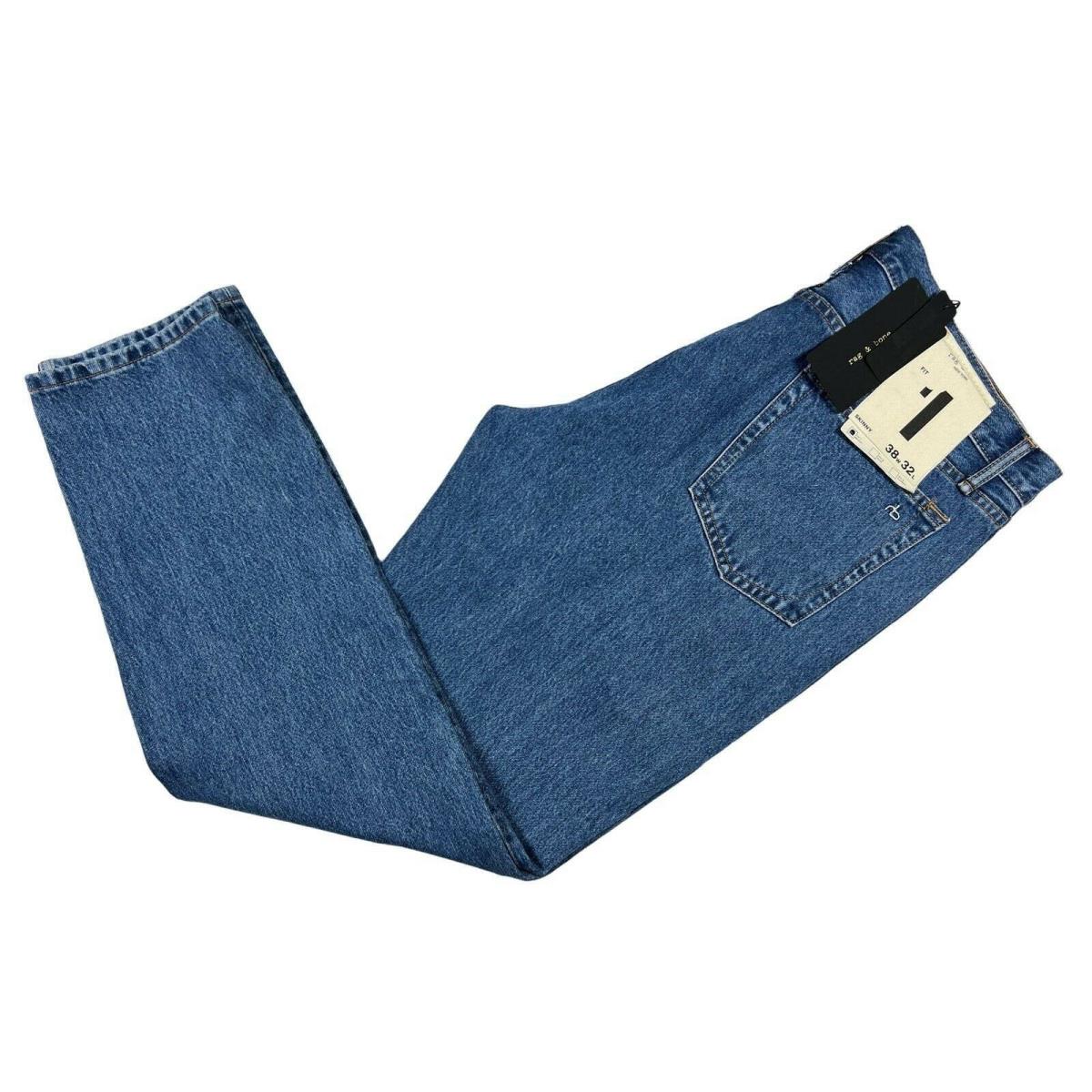 Rag Bone Jeans Men`s 38 x 32 Fit 1 Skinny Straight Blue Indigo Denim