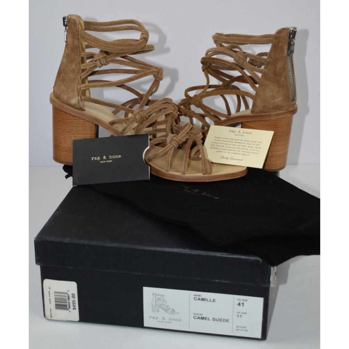 Rag Bone Sz 41/11 US Camille Camel Suede Block Heel Sandals Ankle Strappy