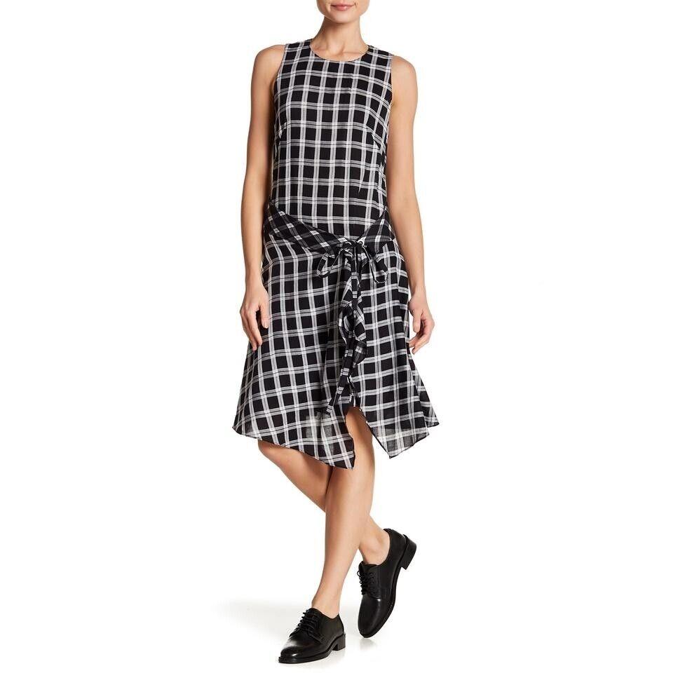 Rag Bone 154906 Women`s Brighton Plaid Cotton Sleeveless Dress Sz. Xxs - Black/Grey