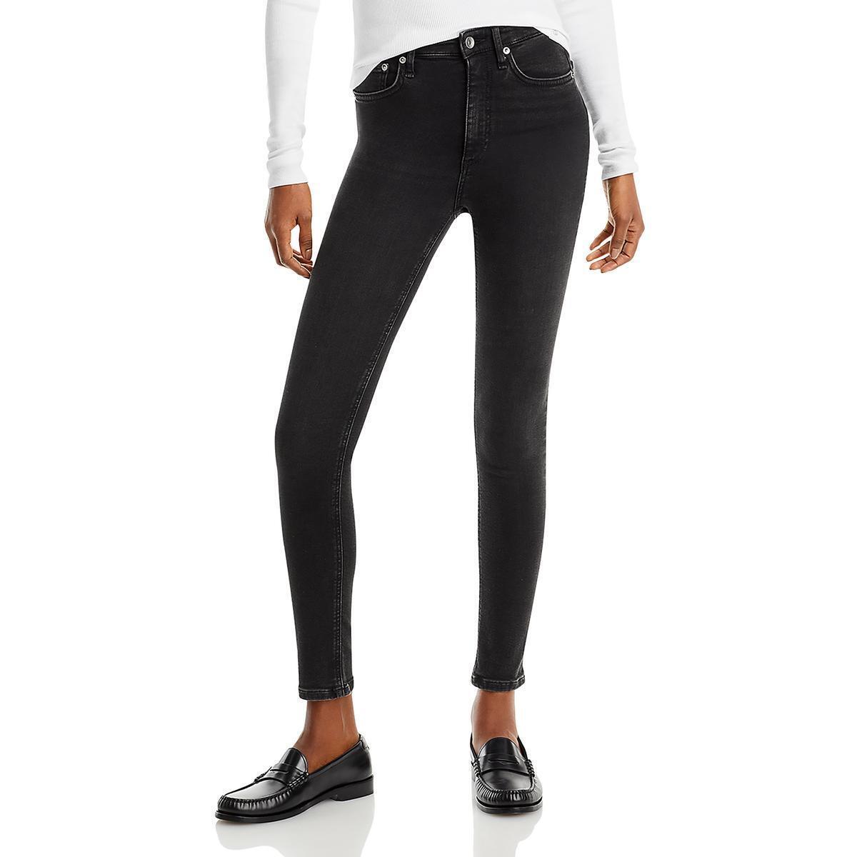 Rag Bone Womens Nina Black Solid Denim Skinny Jeans 30 Bhfo 3200