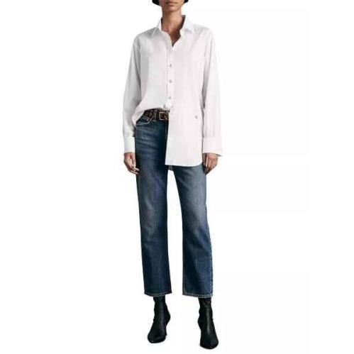 Rag Bone Womens Diana White Cotton Poplin Long Slv Shirt - Medium -retail