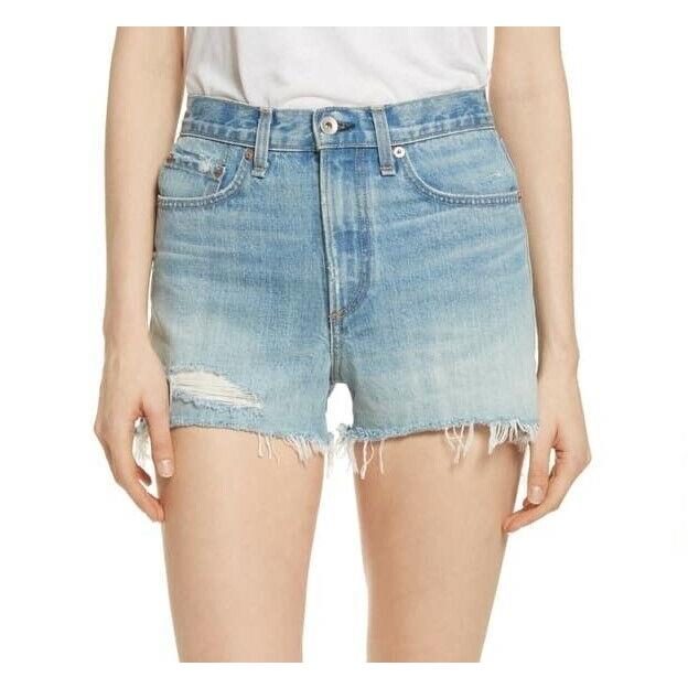 Rag Bone/jean 153549 Women`s Justine High Waist Cutoff Denim Shorts Sz. 28 - Duffs