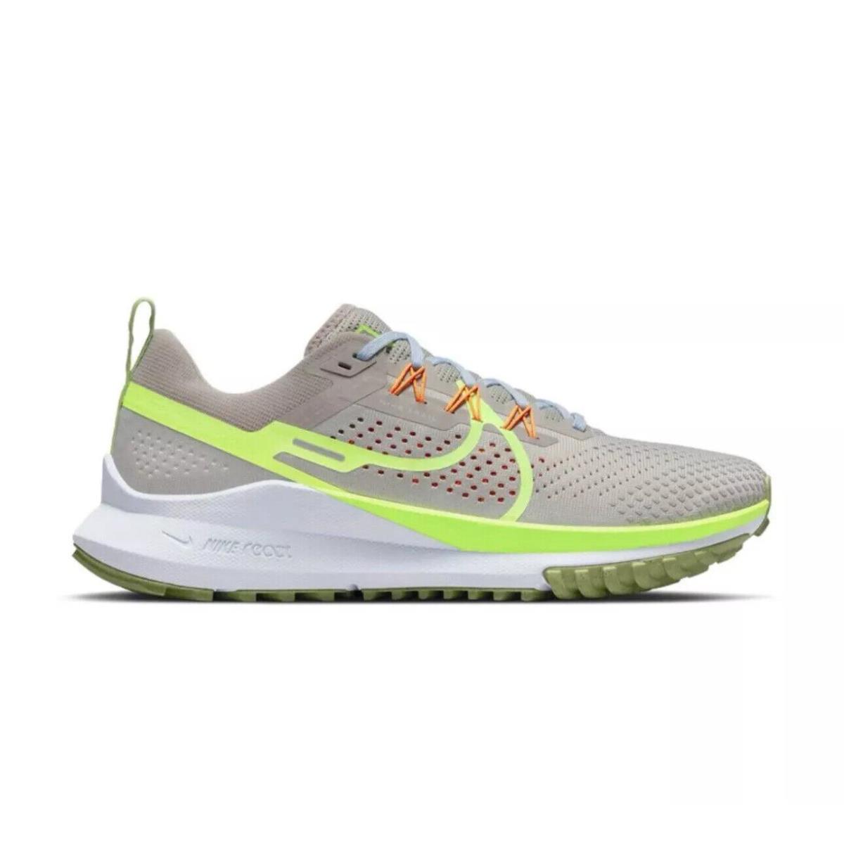 Nike Mens React Pegasus Trail 4 Trail Shoes DJ6158 002 - LT IRON ORE /VOLT CBBLESTONE