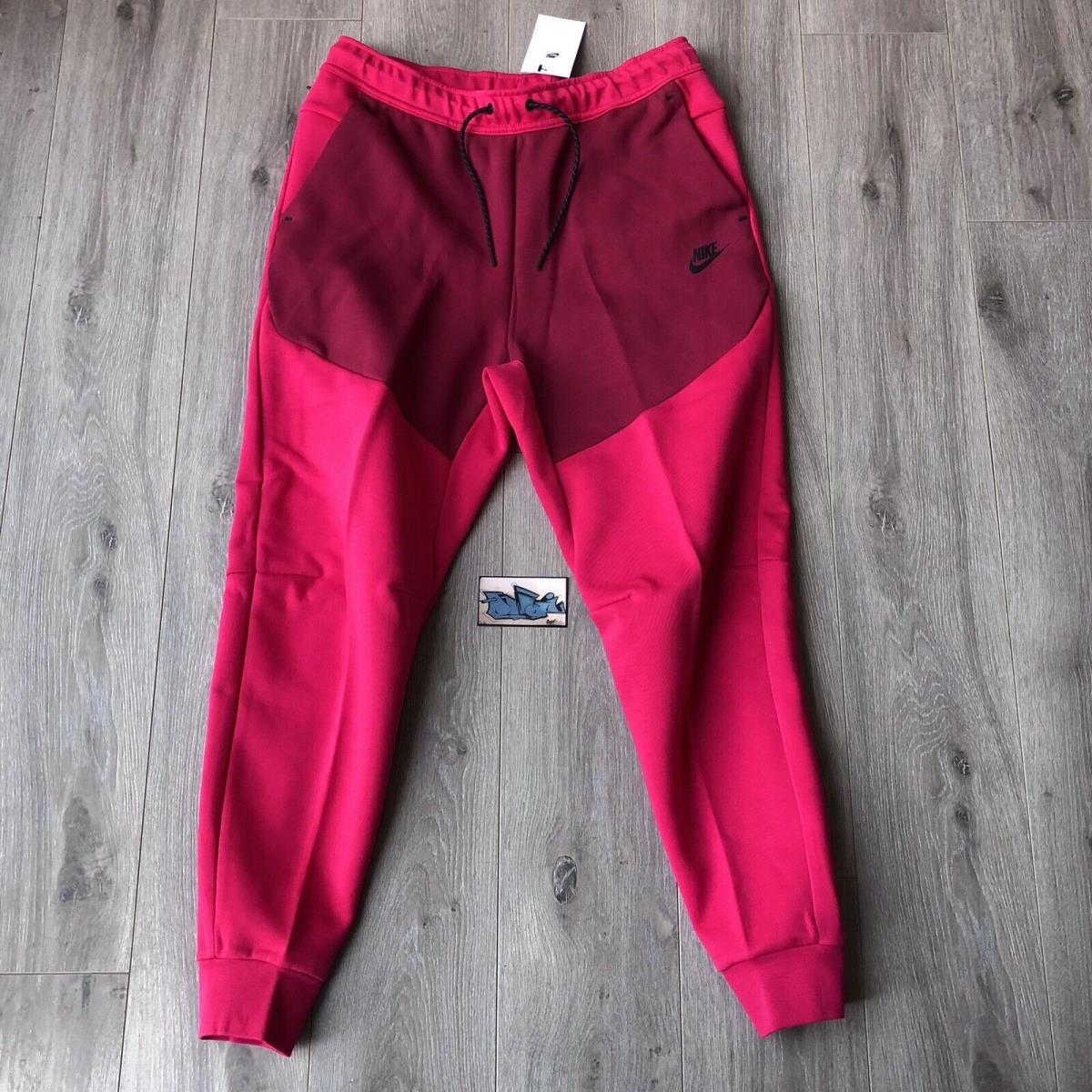 Nike Sportswear Men`s Tech Fleece Joggers Very Berry Red Black CU4495-643