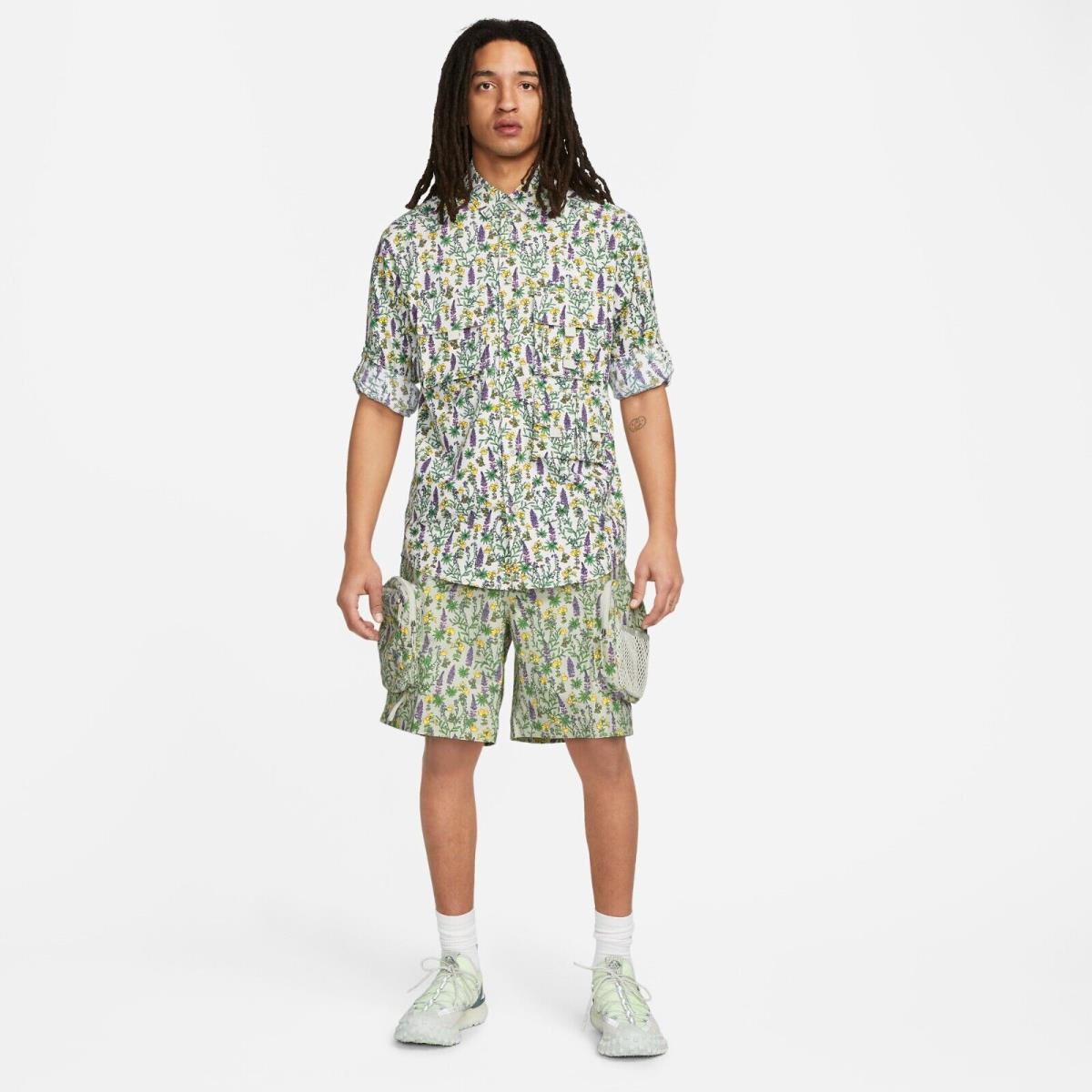 Nike Dri-fit Acg UV Snowgrass Men`s Allover Print Top + Shorts Set DN3941