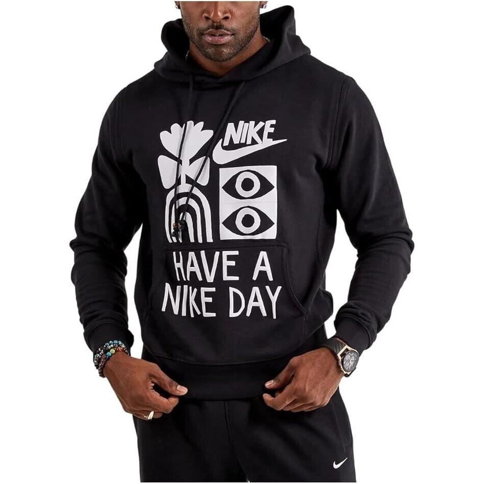 Nike Sportswear Men`s French Terry Pullover Hoodie Black