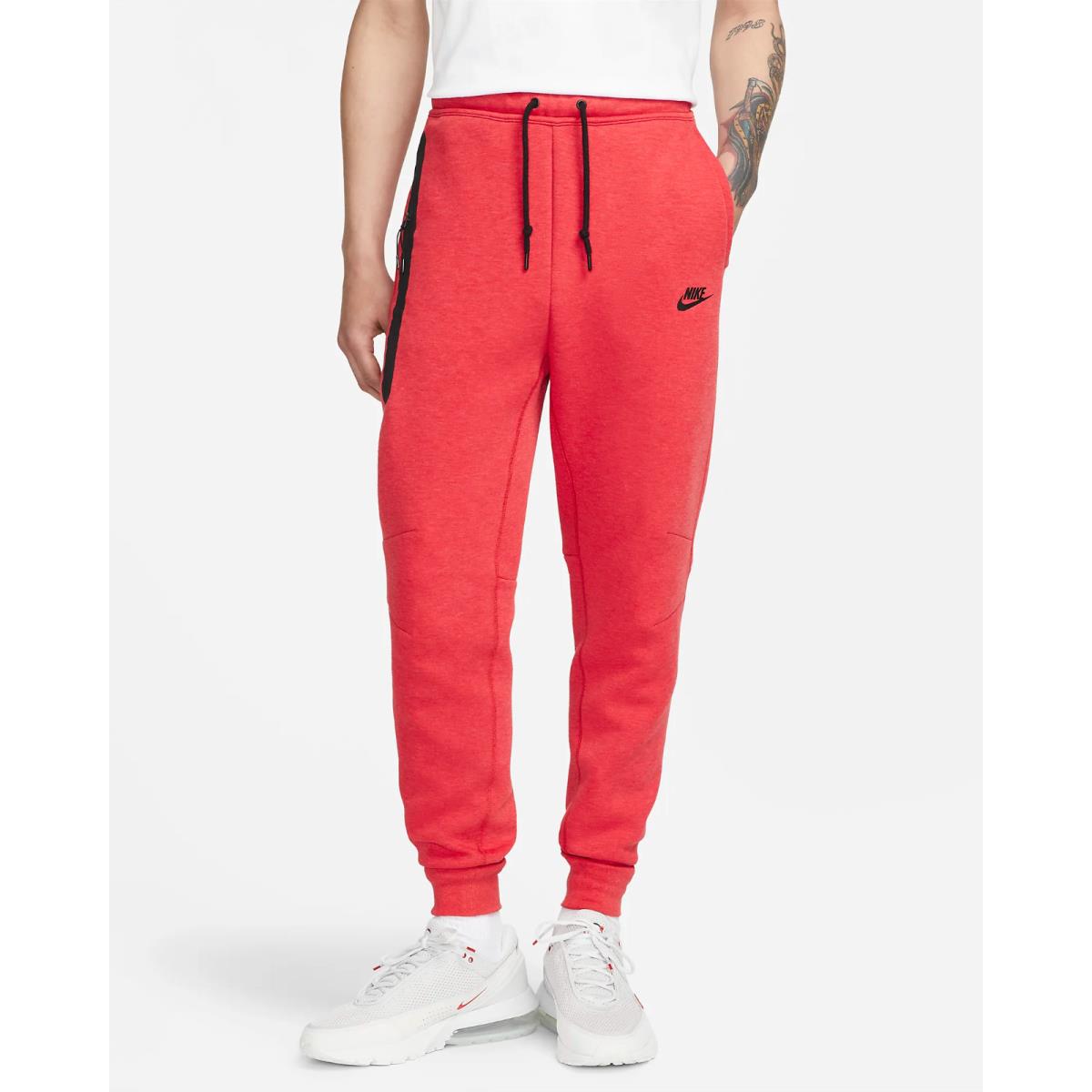 Nike Tech Fleece Jogger Athletic Pants FB8002-672 Red Black Men`s Medium