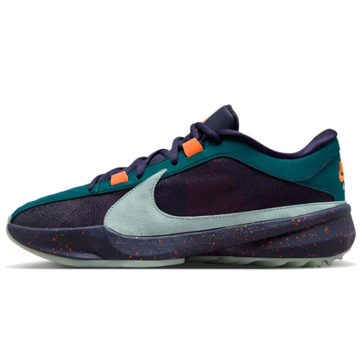 Nike Men`s Giannis Zoom Freak 5 Sneakers Geode Teal/purple Ink 8.5 - Green