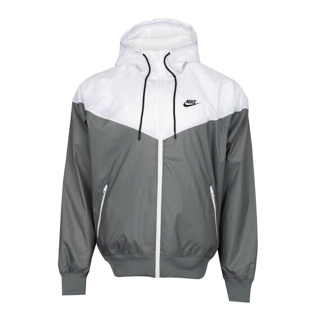 Nike Sportswear Windrunner Gray White Mens Hooded Jacket AT5270-084 Size Xxl