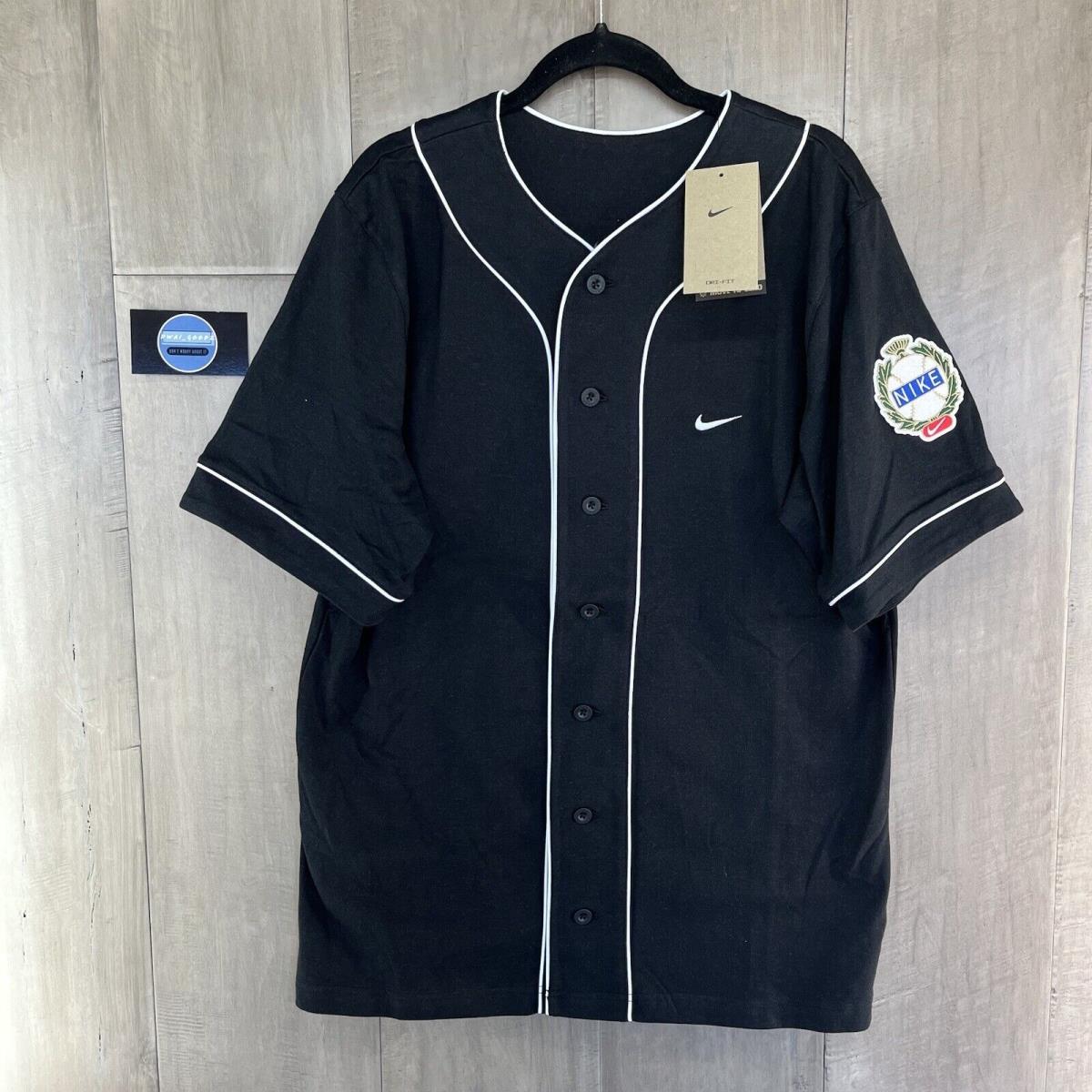 Nike Dri-fit Men s Sustainable Baseball Jersey Black White Size Small FN2759-010