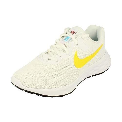 Nike Womens Revolution 6 NN Running Shoes White Opti Yellow Blue Size 8 - White