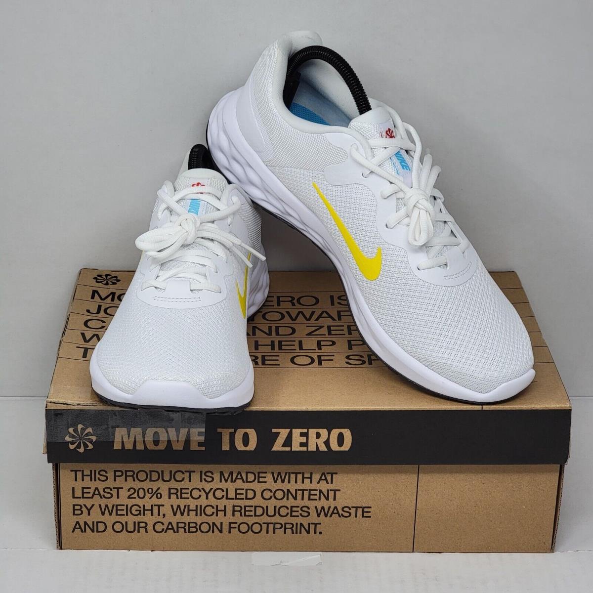 Nike Womens Revolution 6 NN Running Shoes White Yellow DC3720-105 Size 11 - White