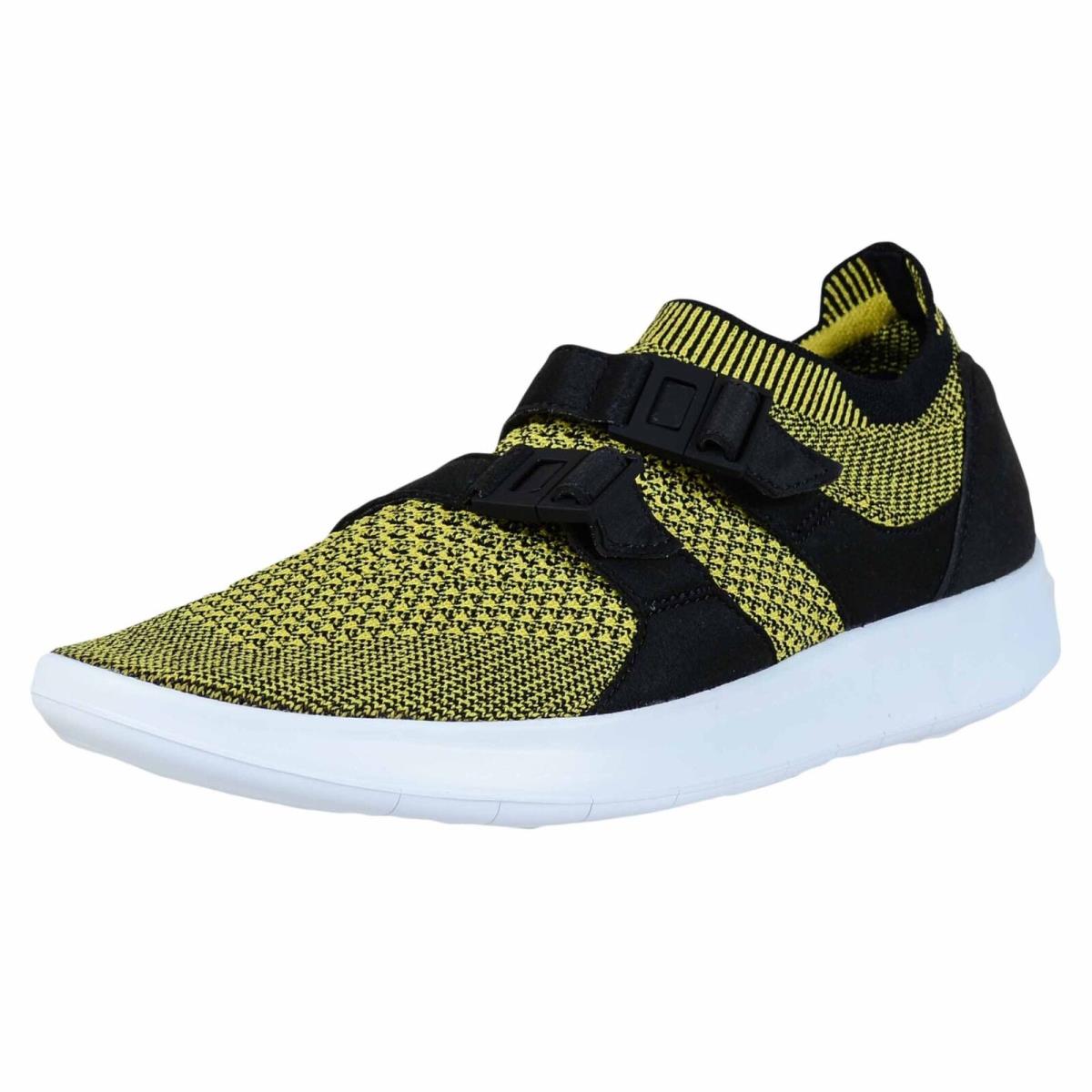 Nike Women`s Air Sockracer Flyknit Black/white Yellow Strike Running Shoes 7