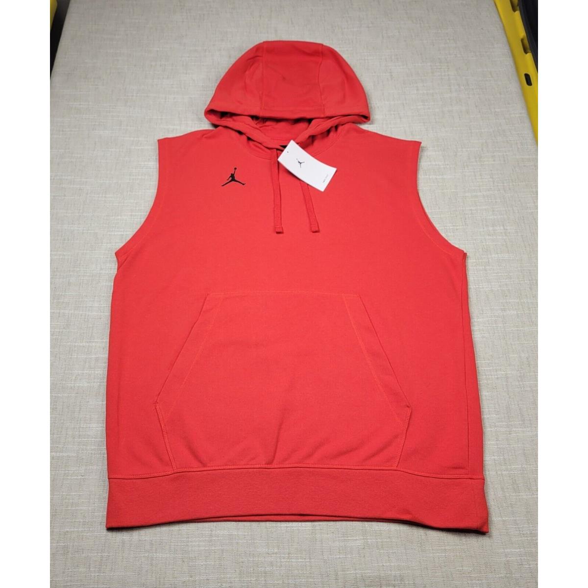 Nike Air Jordan Sleeveless Hoodie Medium Mens Red Black Dri Fit Terry Basketball