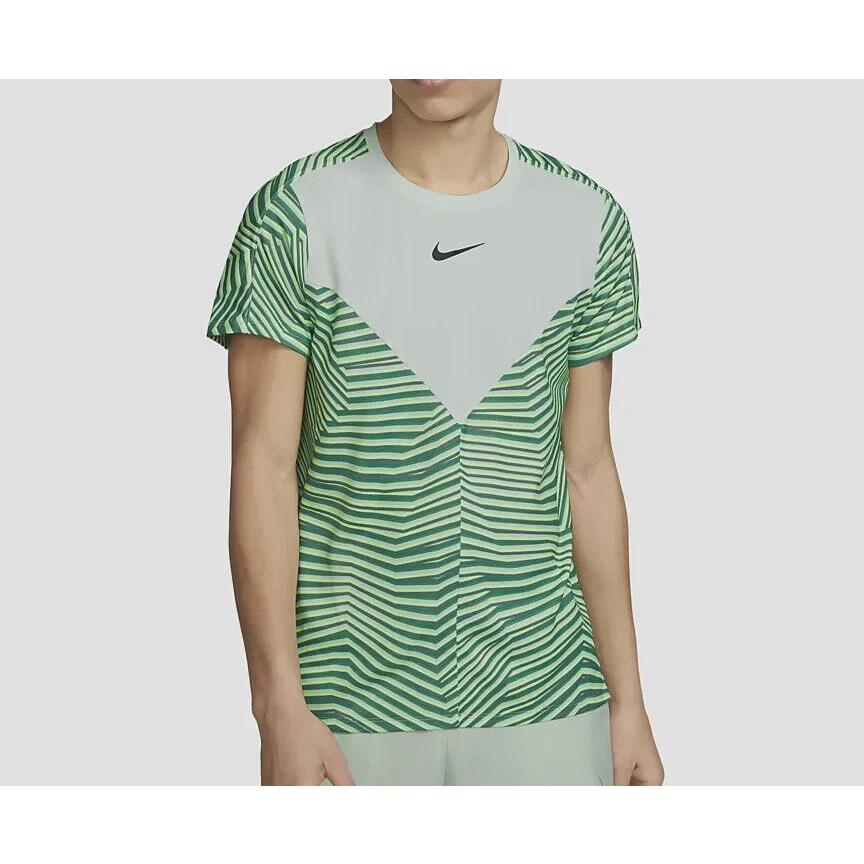 Nike Court Dri-fit Slam Tennis Shirt - DV0701 394 - Green / Black - Size L