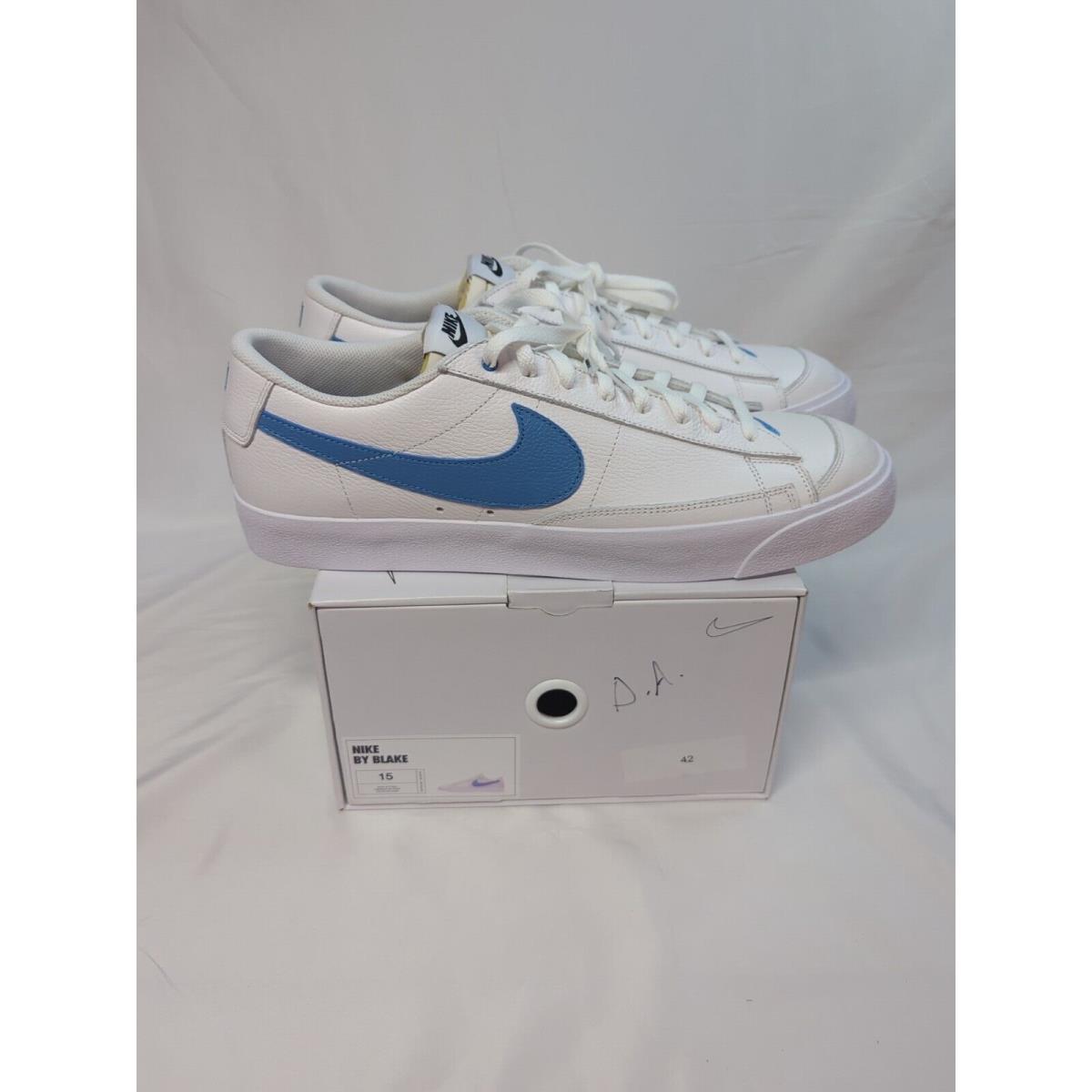 Mens Nike Blazer Low 77 Custom White Carolina Blue Premium Leather Blake VU - White