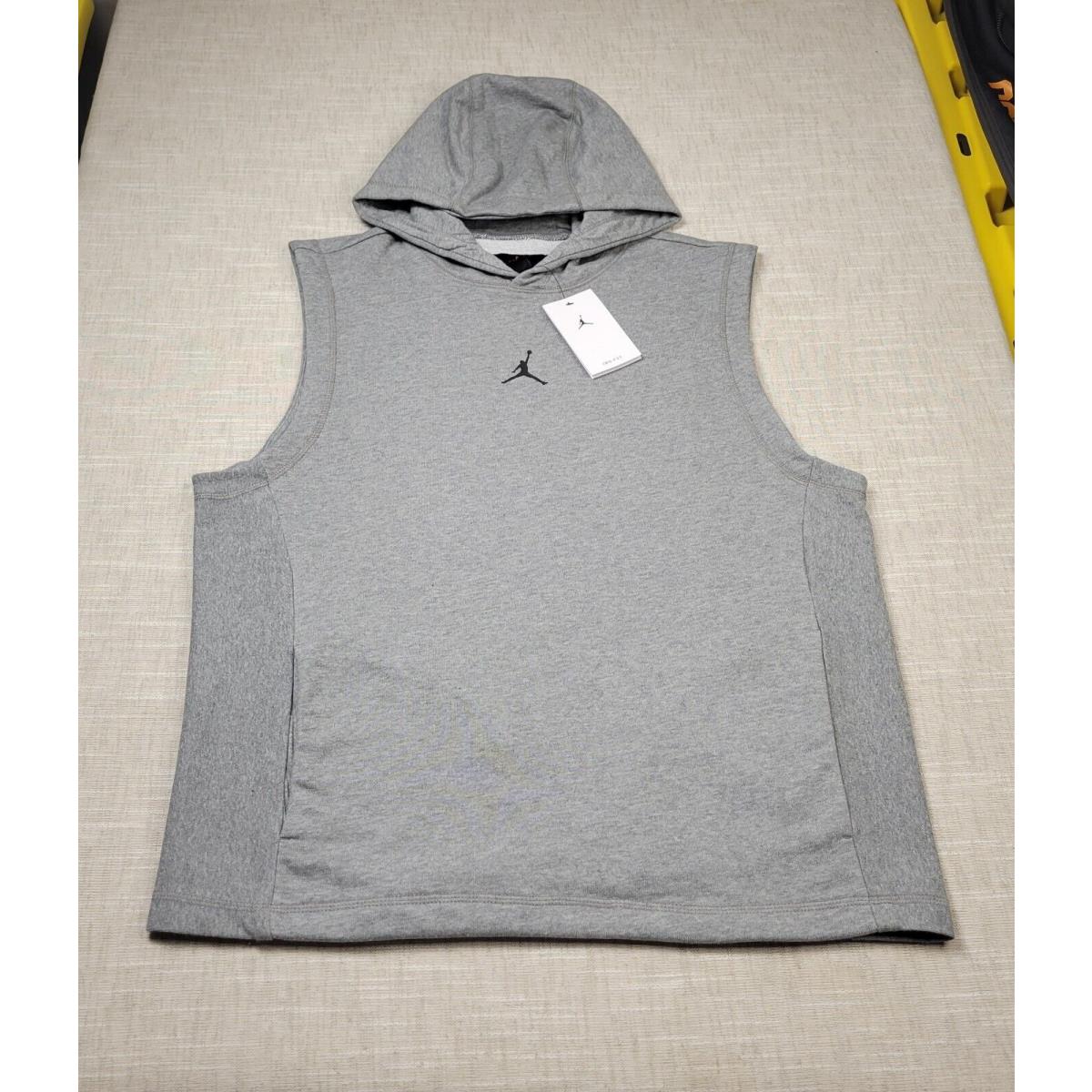 Nike Air Jordan Sleeveless Hoodie Medium Mens Gray Black Dri Fit Sport Terry