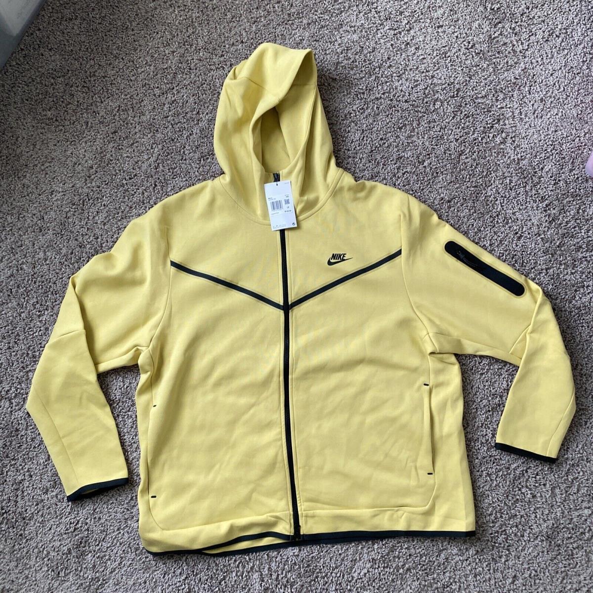 Nike Sportswear Tech Fleece CU4489-700 Full-zip Hoodie Gold Yellow Size 2XL