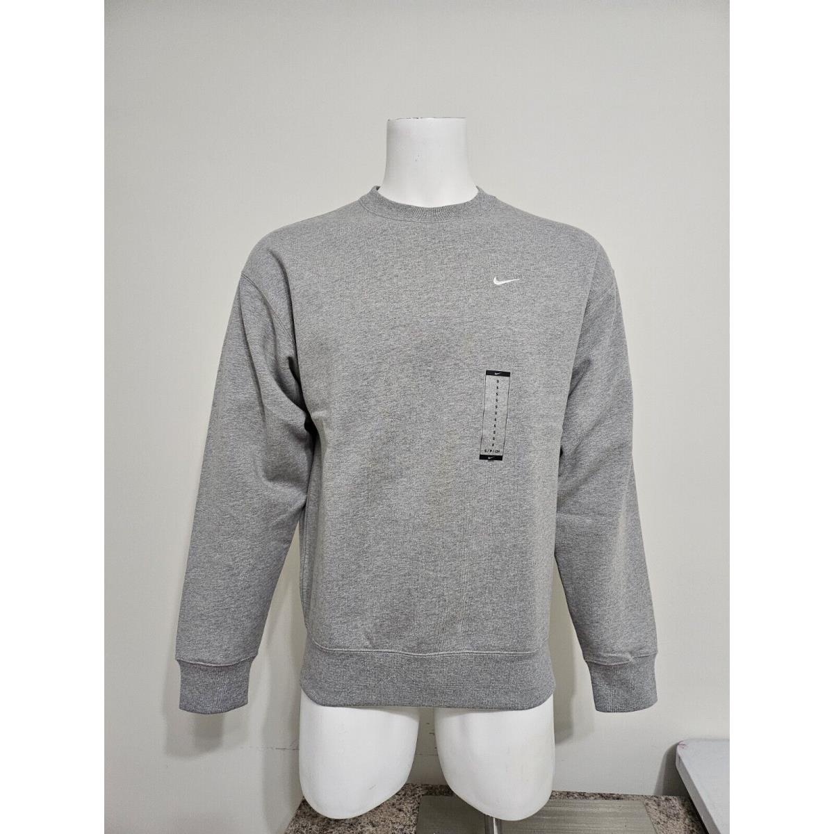 Nike Solo Swoosh Men`s Fleece Crew DX1361-063 Grey Size S