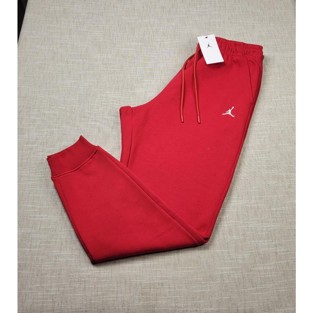 Nike Air Jordan Jogger Pants Medium Mens Red White Fleece Essentials Tapered