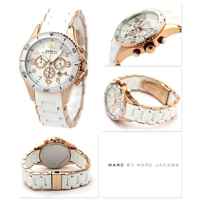 Marc Jacobs Rock Pelly Rose Gold Tone White Silicone Wrapped WATCH-MBM2547