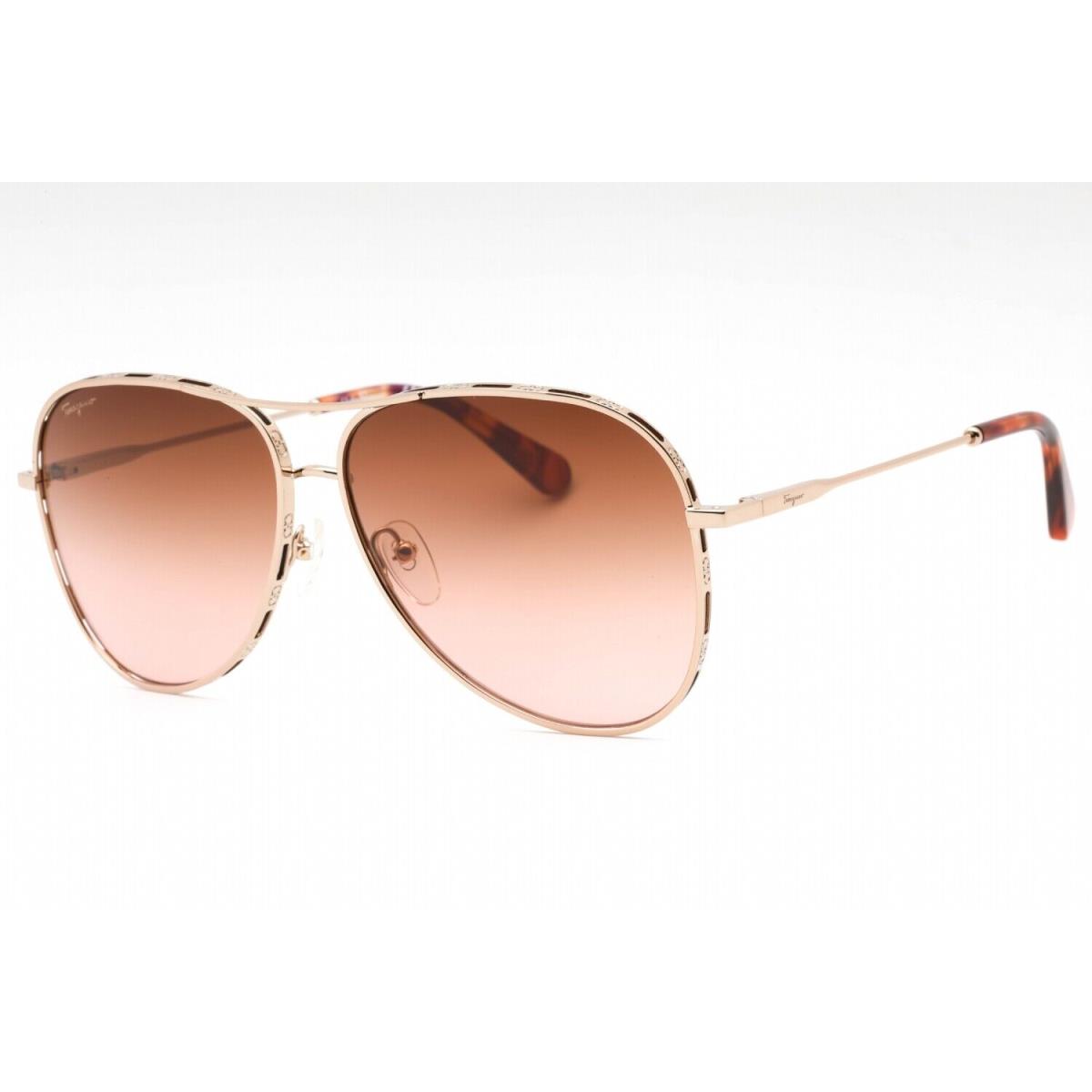 Salvatore Ferragamo SF268S 795 Sunglasses Rose Gold Frame Brown Gradient