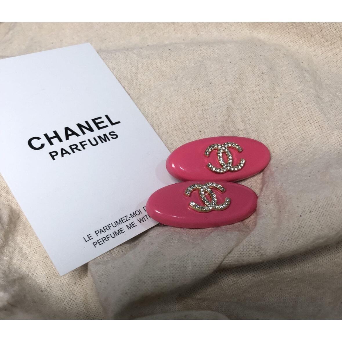 Chanel Hairpin Hair Accessory Pink W/ Rhinestones Novelty