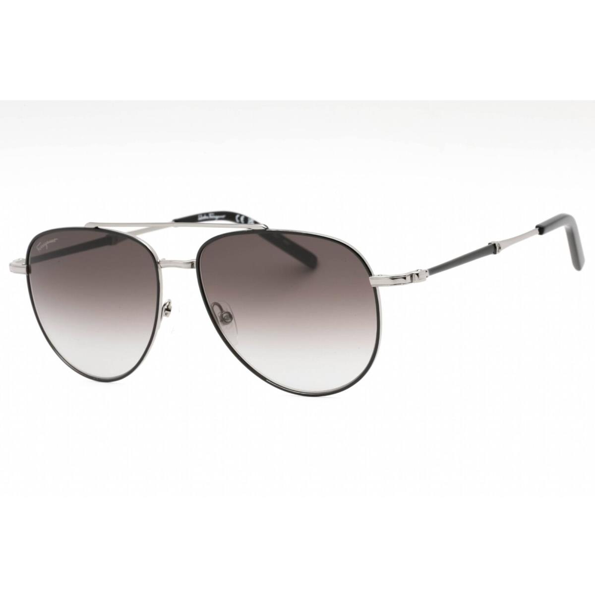 Salvatore Ferragamo Men`s Sunglasses Black/light Ruthenium Aviator SF226S 086