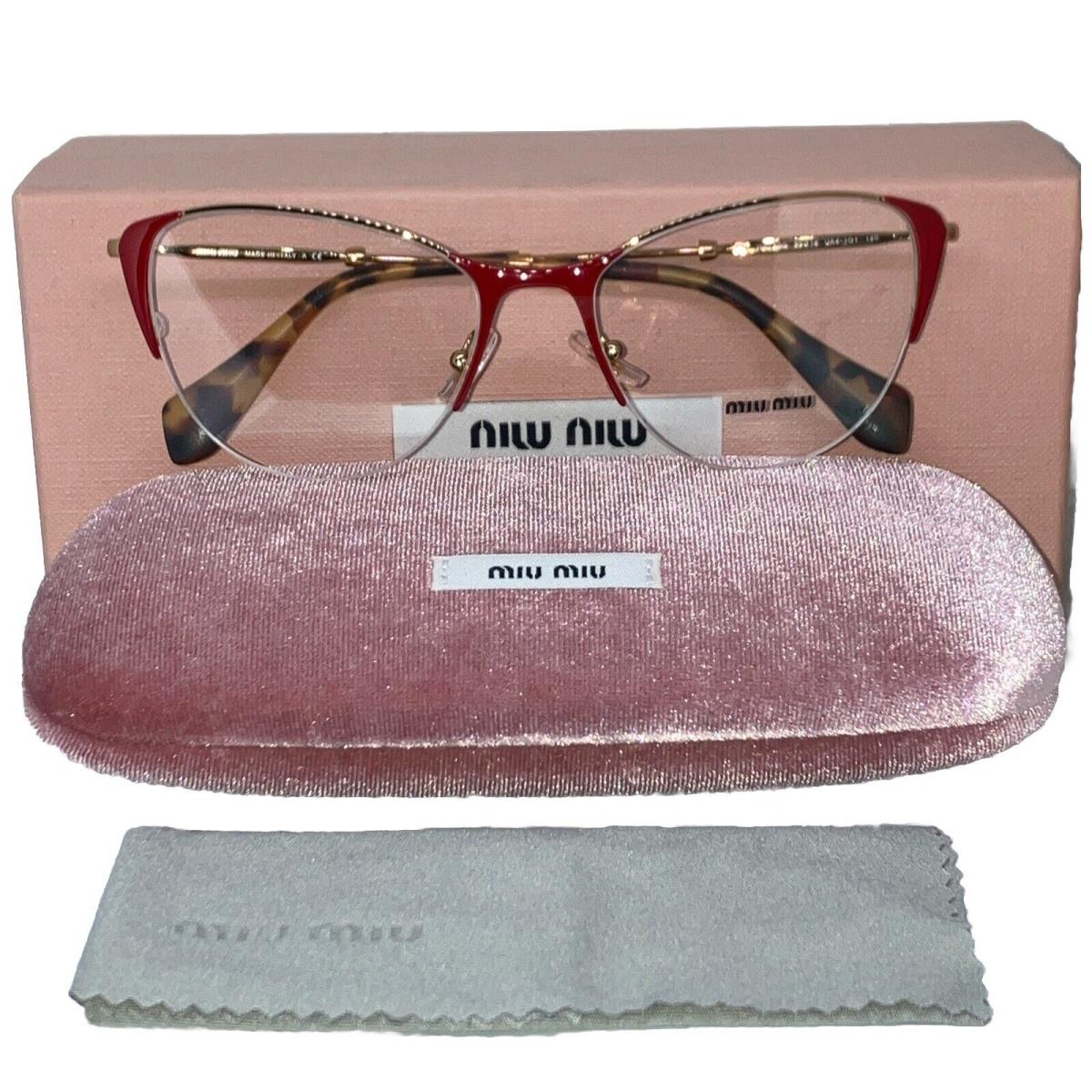 Miu Miu - VMU500 UA4-101 Antique Gold Red Demo Lens Women`s Cat Eye Eyeglasses