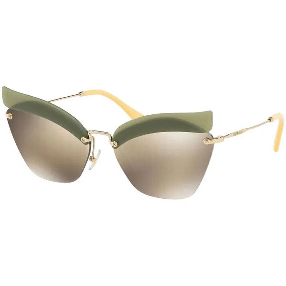 Miu Miu Sunglasses MU56TS BY61C0 Opal Sage Light Brown Mirror Gold 63MM