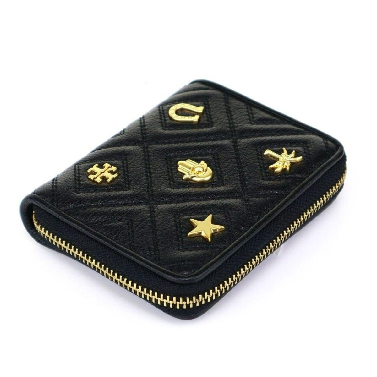 Tory Burch Quilted Lucky Charm Fleming Wallet in Black