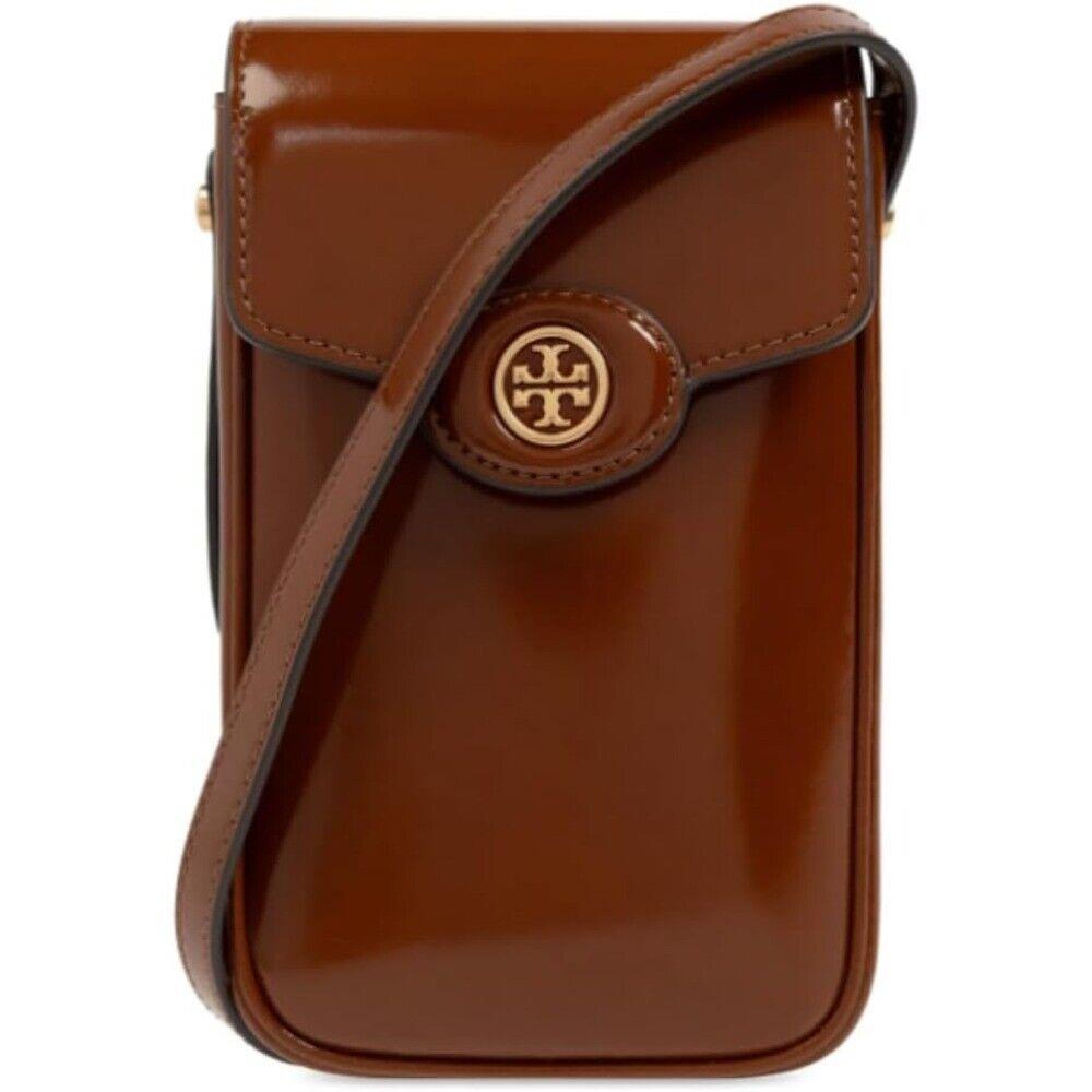 Tory Burch Hb Women Leather Phone Crossbody Robinson Spazzolato Dark Sienna OS